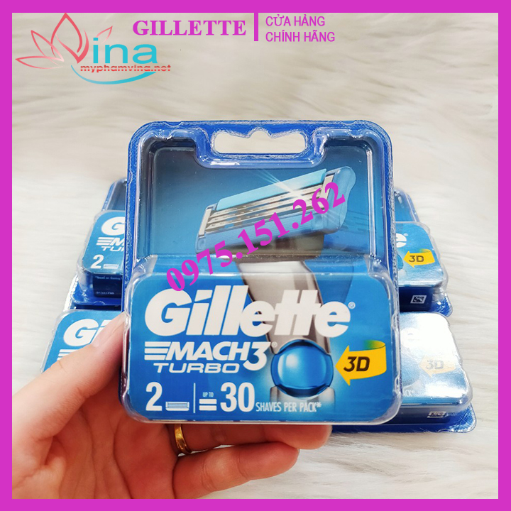 Hộp 2 lưỡi dao cạo râu Gillette Mach 3 turbo