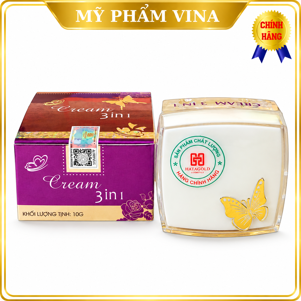 Kem Bướm tím trắng da ngừa mụn 3in1 10g
