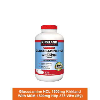 Viên uống Glucosamine HCL 1500mg Kirkland With MSM Hộp 375 Viên vàng