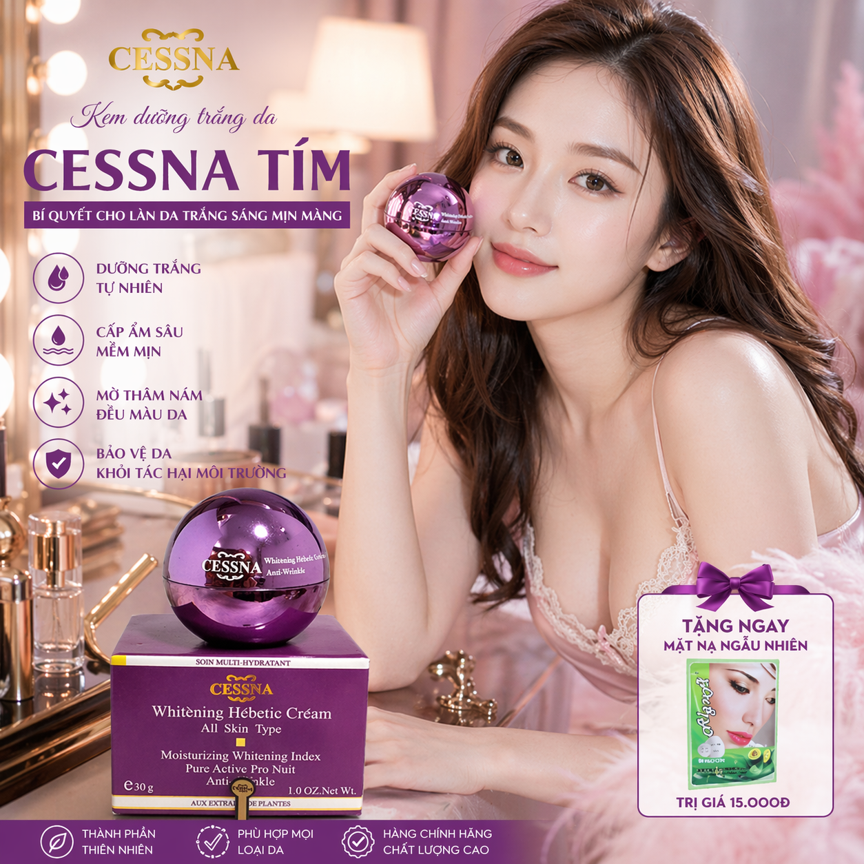 Kem Cessna Tím - Kem dưỡng trắng da sạch nám 30gr (chính hãng) 1