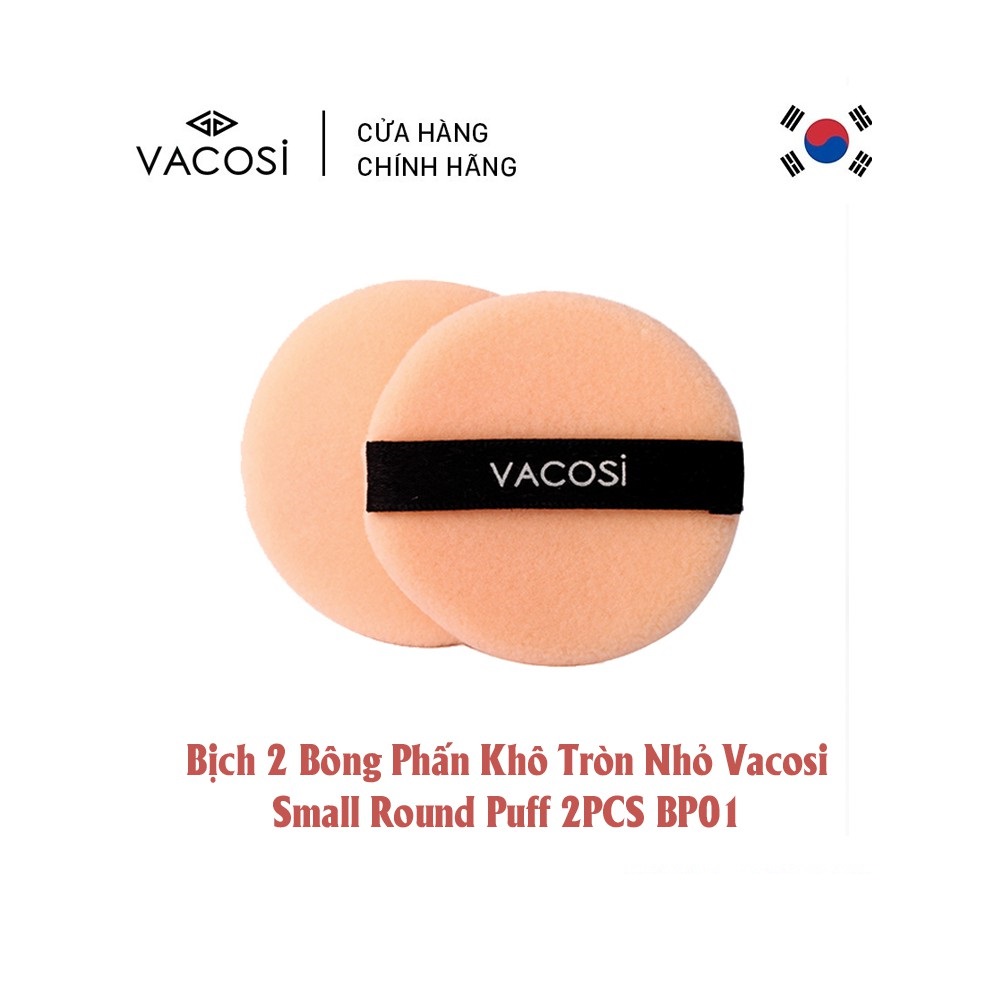 BÔNG PHẤN KHÔ VACOSI SMALL ROUND PUFF BP01 - TRÒN NHỎ BỊCH 2 CÁI