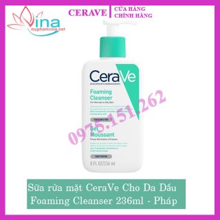 Sữa Rửa Mặt Cerave Foaming Facial Cleanser Dành Cho Da Dầu Đến Da Hỗn Hợp 236ml 1