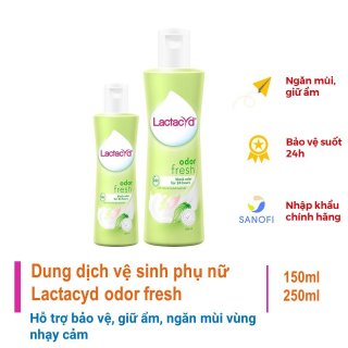 Dung dịch vệ sinh phụ nữ Lactacyd odor fresh Trầu Không - Giúp bảo vệ, giữ ẩm, ngăn mùi vùng nhạy cảm 250ml