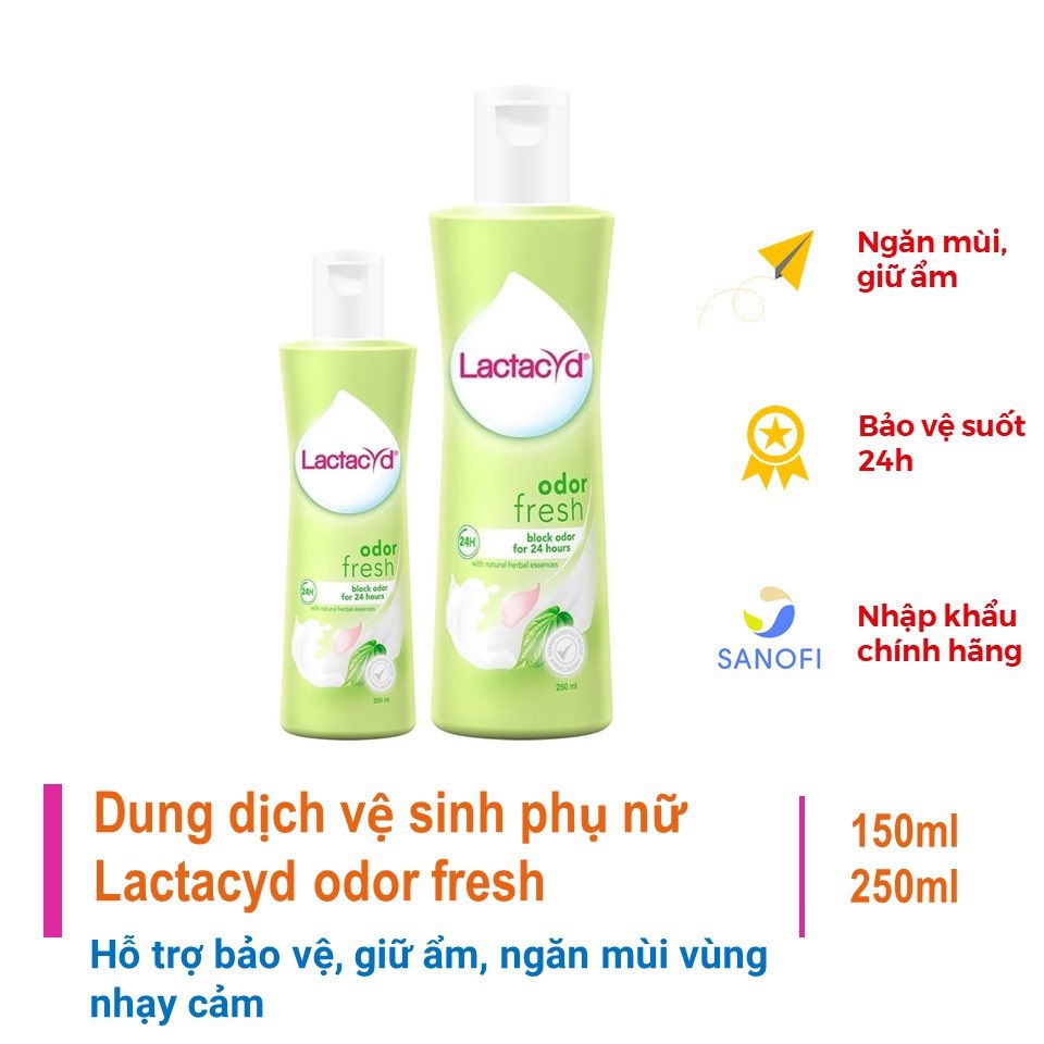 Dung dịch vệ sinh phụ nữ Lactacyd odor fresh Trầu Không - Giúp bảo vệ, giữ ẩm, ngăn mùi vùng nhạy cảm 250ml 2