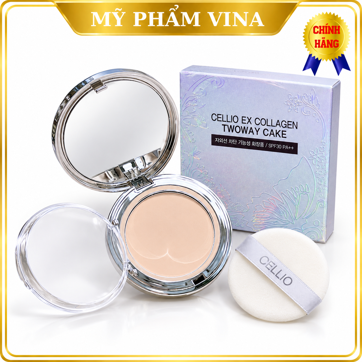 Phấn Phủ Cellio Ex Collagen Twoway Cake 13gr - tone 21 1