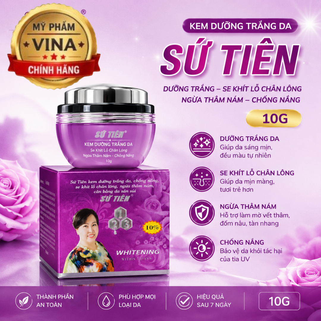 KEM SỨ TIÊN SẠCH NÁM TRẮNG DA CHỐNG NẮNG - TÍM