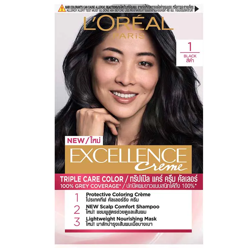 Thuốc Nhuộm Loreal Excellence Creme Phủ Bạc #1 Natural Black - Đen Tự Nhiên 172ml