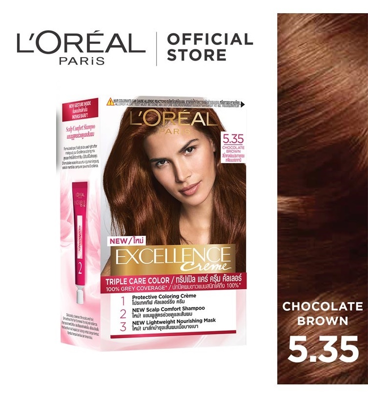 THUỐC NHUỘM LOREAL EXCELLENCE CREME PHỦ BẠC #5.35 Chocolate Brown - Nâu Socola 172ML