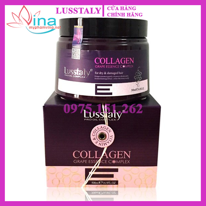 Kem hấp ủ tóc Lusstaly Collagen Grape Essence Complex mask 500ml - phục hồi siêu mượt tóc cao cấp