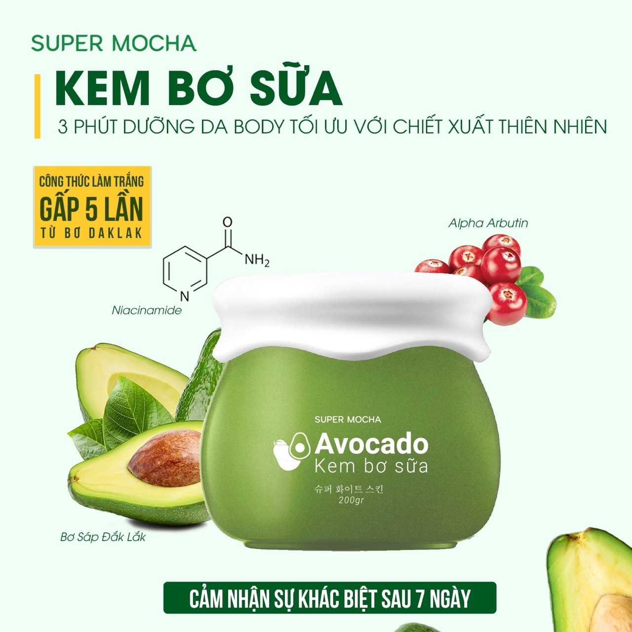 KEM DƯỠNG TRẮNG BODY BƠ SỮA SUPER MOCHA 200GR