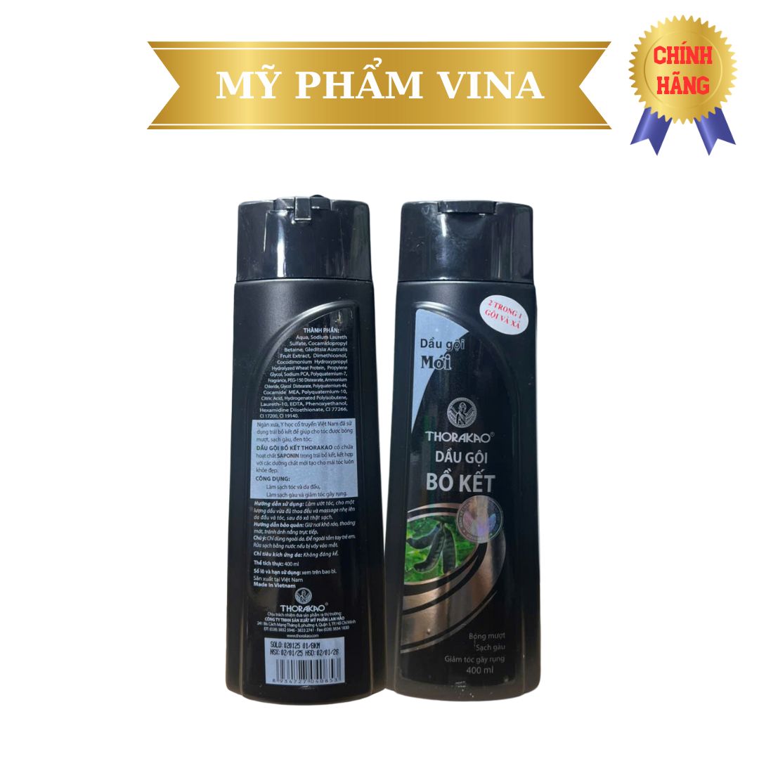 Dầu Gội Xả 2in1 Bồ Kết Thorakao 400ml New 2