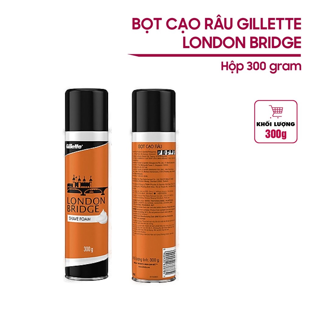 Bọt cạo râu siêu to Gillette London Bridge - mềm da, mềm râu Hộp 300g 2