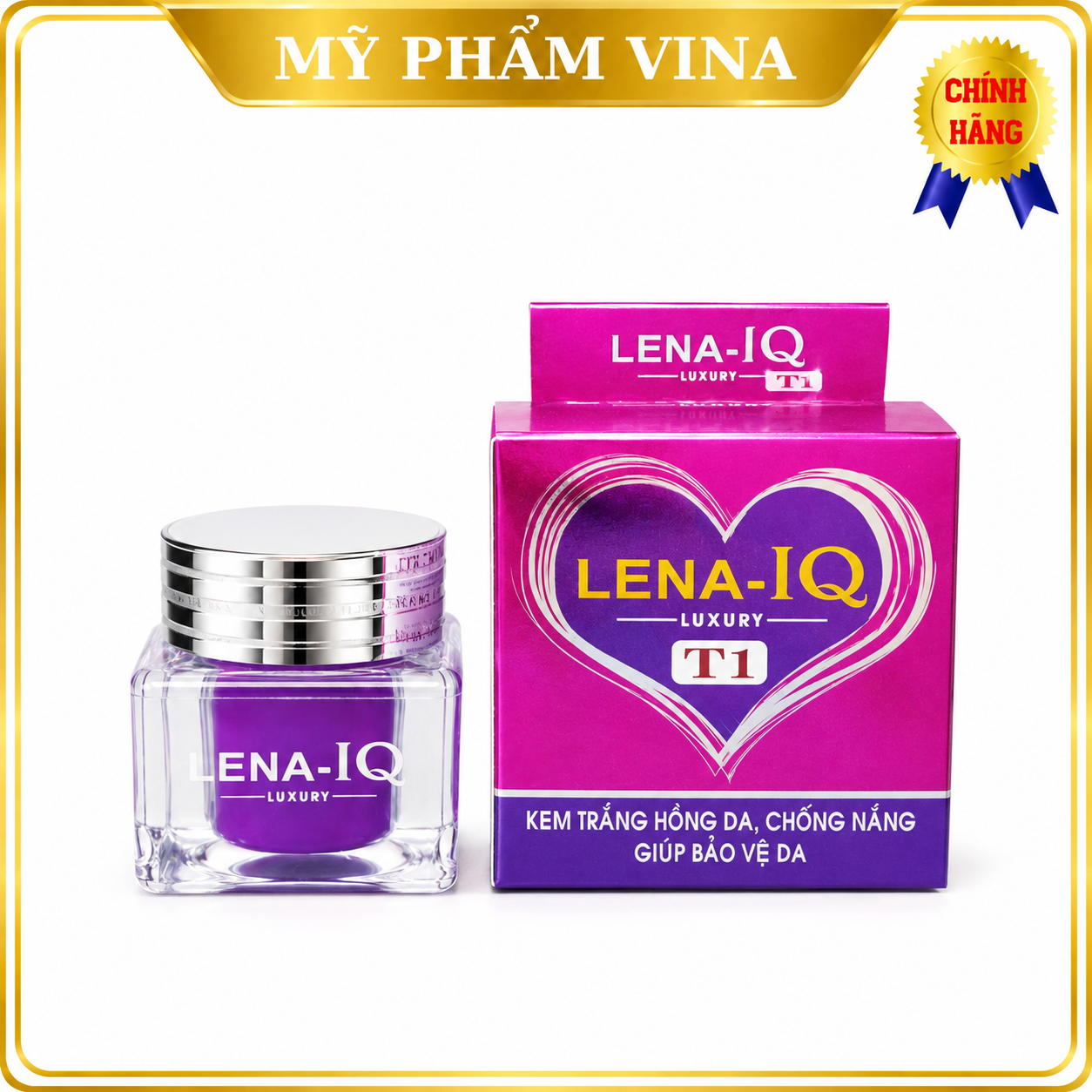 Kem LENA-IQ T1 LUXURY dưỡng trắng - Hồng da - Chống nắng - Lão hóa - Bảo vệ da 15g 2