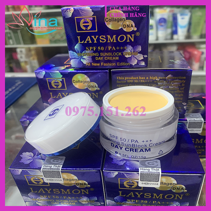 KEM LAYSMON WHITENING SUNBLOCK CREAM DAY CREAM SPF 50/PA+++ - 15gr - Kem Laysmon Trắng Da Ban Ngày 2