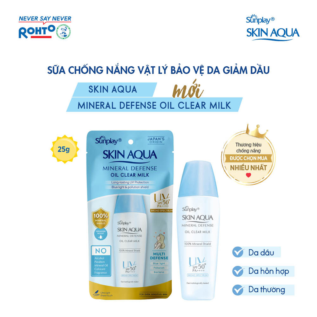 Sữa Chống Nắng Giảm Dầu Skin Aqua Mineral Defense Oil Clear Milk SPF50+ PA+++ 25gr