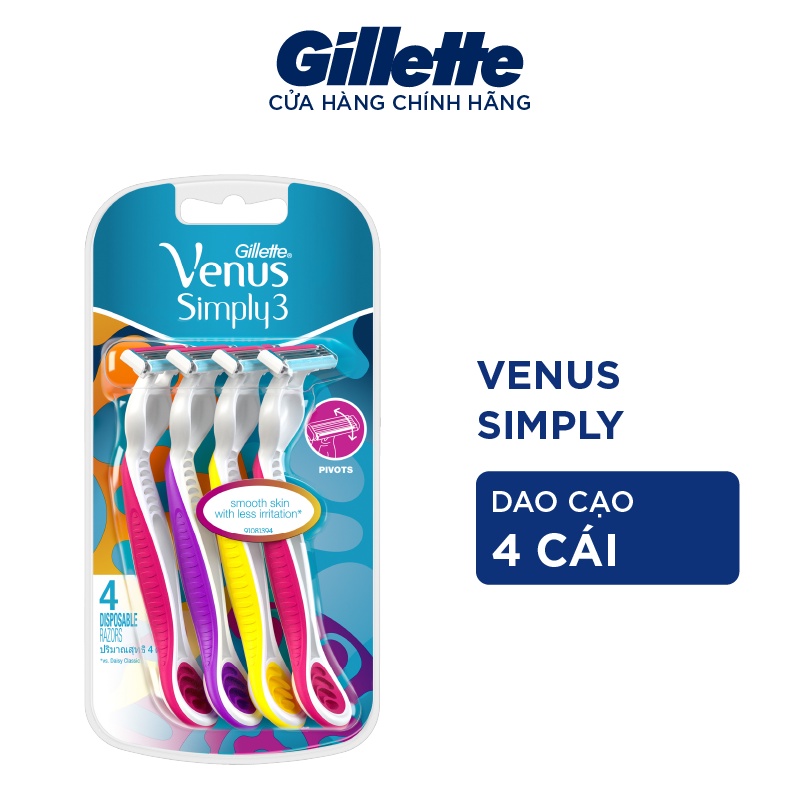 Bộ 4 cây dao cạo râu 3 lưỡi Gillette Venus Simply