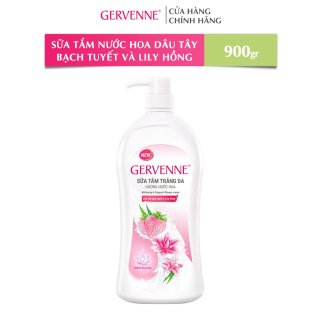 Sữa tắm trắng da hương nước hoa Gervenne Dâu Tây Bạch Tuyết và Lily Hồng 900gr