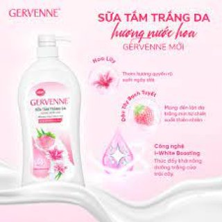 Sữa tắm trắng da hương nước hoa Gervenne Dâu Tây Bạch Tuyết và Lily Hồng 900gr