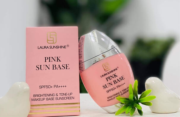Kem chống nắng trang điểm nâng tone da Laura Sunshine Pink Sun Base SPF50+ PA++++ (50ml) 1