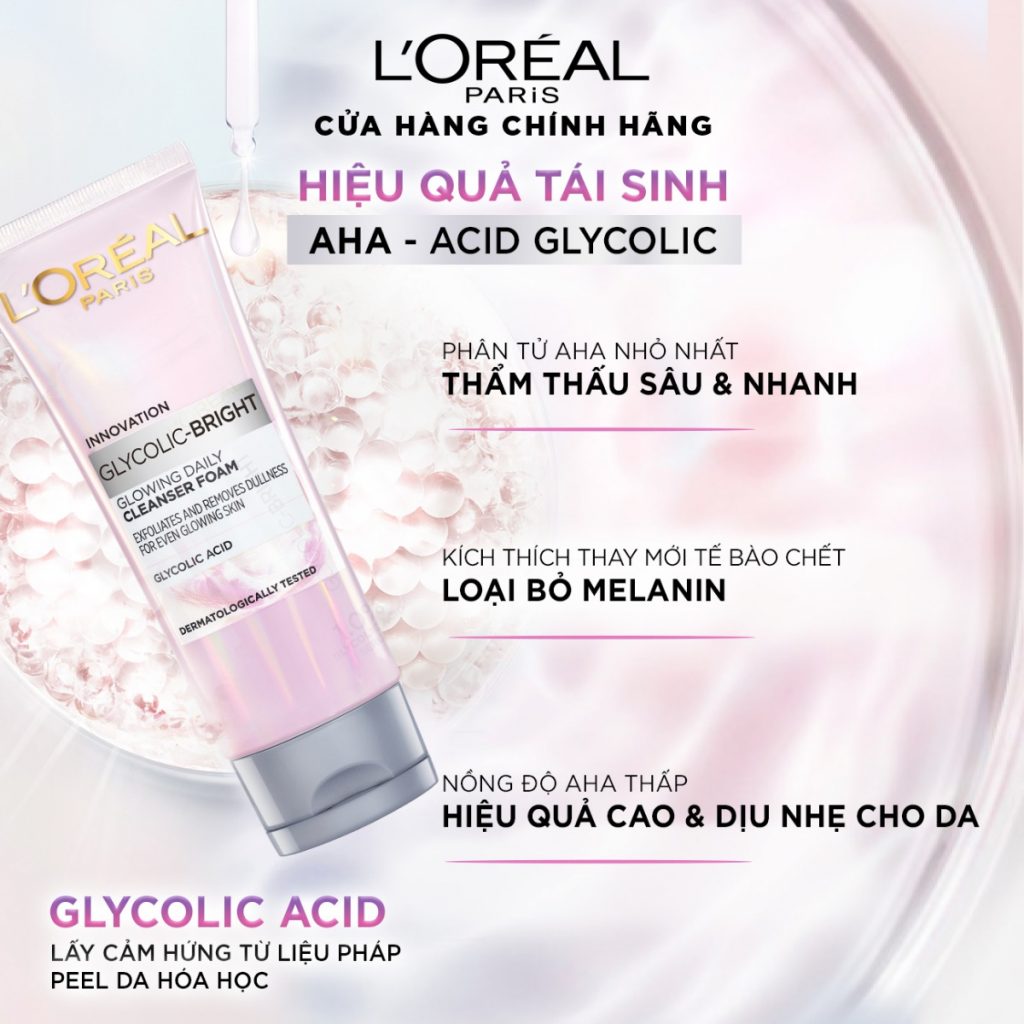 Sữa Rửa Mặt Sáng Da Loreal Glycolic-Bright Glowing Daily Cleanser Foam (100ml) 2