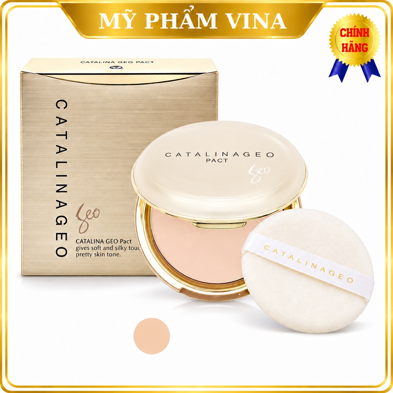 Phấn Phủ Geo Lamy Catalina Geo Pact Hộp Màu Vàng Hàn Quốc 1
