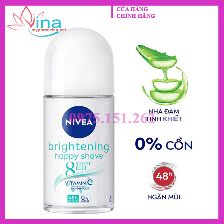 Lăn Ngăn Mùi Nivea Brightening Happy Shave Sáng Mịn Làm Dịu Da 50ml