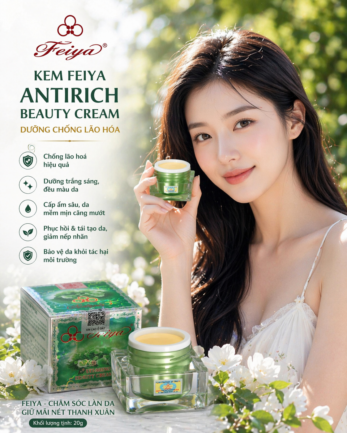 KEM DƯỠNG DA CHỐNG LÃO HÓA FEIYA - FEIYA ANTIRICH BEAUTY CREAM REMOVE PIMPLES ACNES 30GR 1