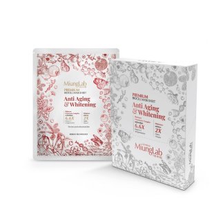 Hộp 10 miếng mặt nạ chống lão hóa, dưỡng trắng da LÁNYBEAU MiungLab Premium Anti-Aging & Whitening Biocell Mask Sheet (8+2)