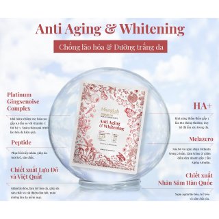 Hộp 10 miếng mặt nạ chống lão hóa, dưỡng trắng da LÁNYBEAU MiungLab Premium Anti-Aging & Whitening Biocell Mask Sheet (8+2)