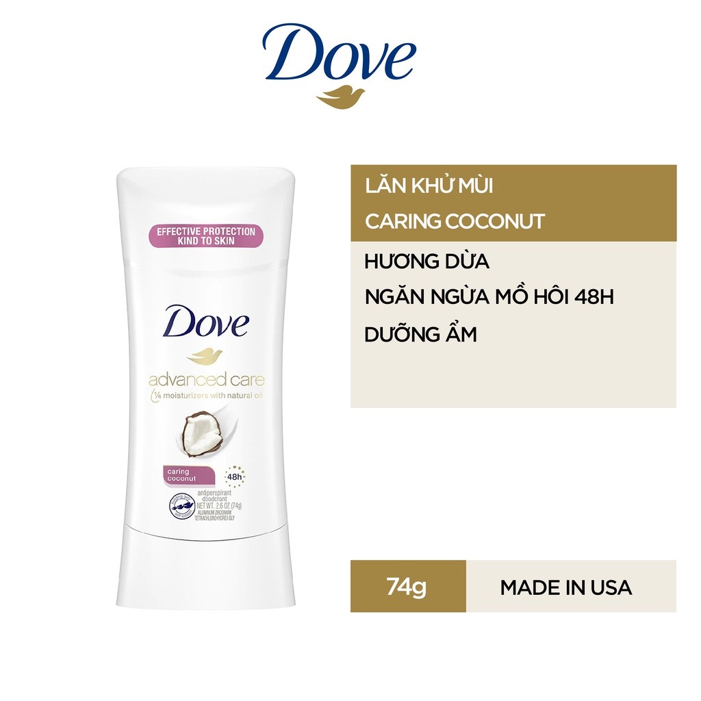 Sáp khử mùi Dove Advanced Care Caring Coconut Hương Dừa ( 74g )