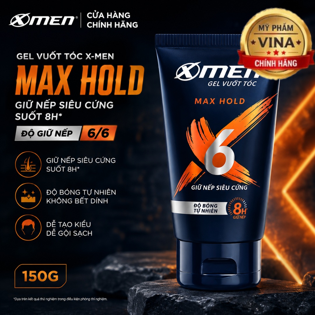 Gel vuốt tóc XMen Super Strong Hold tạo nếp cứng cực nhanh 150gr (xmen fire) 1