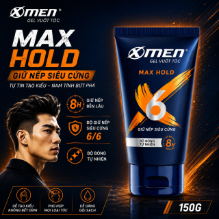 Gel vuốt tóc XMen Super Strong Hold tạo nếp cứng cực nhanh 150gr (xmen fire)