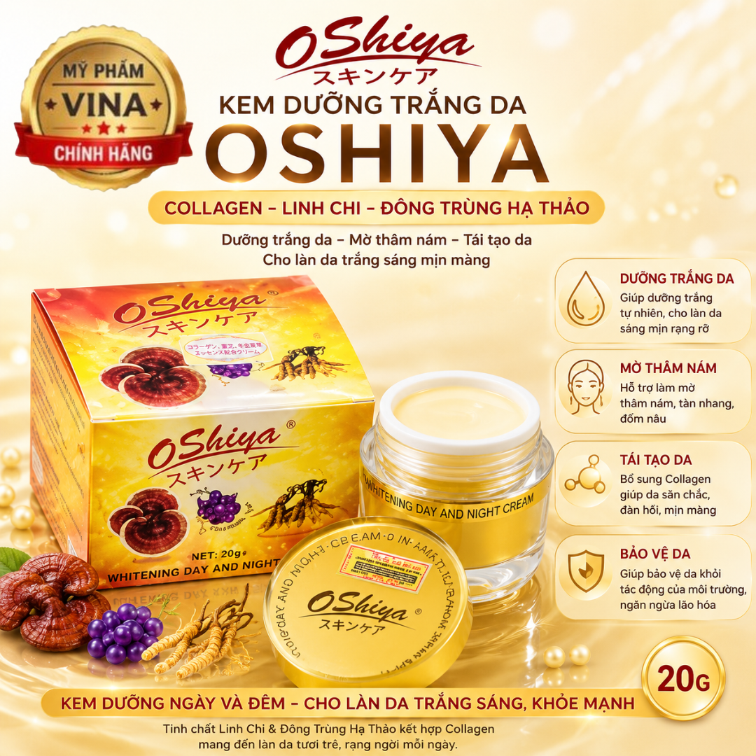 Kem Dưỡng Da OSHIYA Tinh Chất Collagen LingZhi Đông Trùng Hạ Thảo SPF50++ 20GR 1