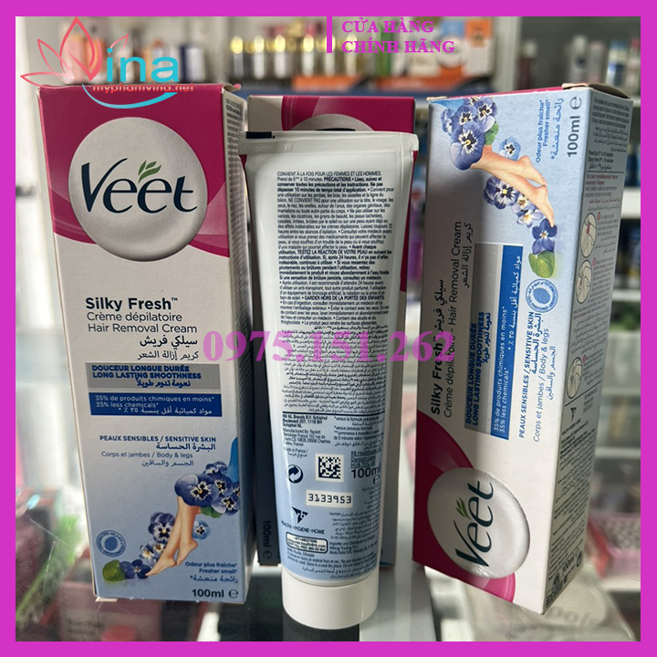 Kem tẩy lông Veet Silky Fresh Hair Removal Cream Sensitive Skin 100ml 2
