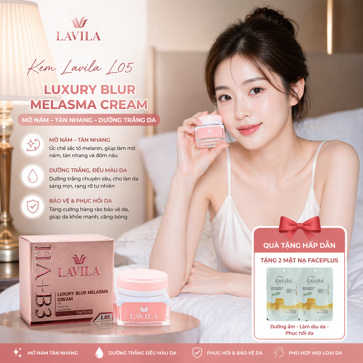 Kem Lavila L05 Mờ Nám Tàn Nhang Dưỡng Trắng Da 15gr - Luxury Blur Melasma Cream (tặng mặt nạ) 2