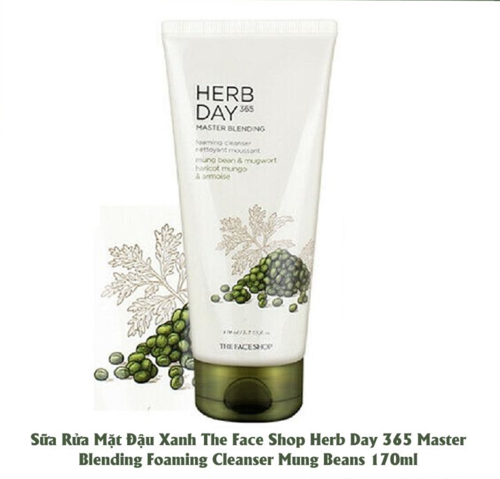 Sữa Rửa Mặt Đậu Xanh Ngải Cứu Herb Day 365 Master Blending Foaming Cleanser 170ml (the face shop) 1