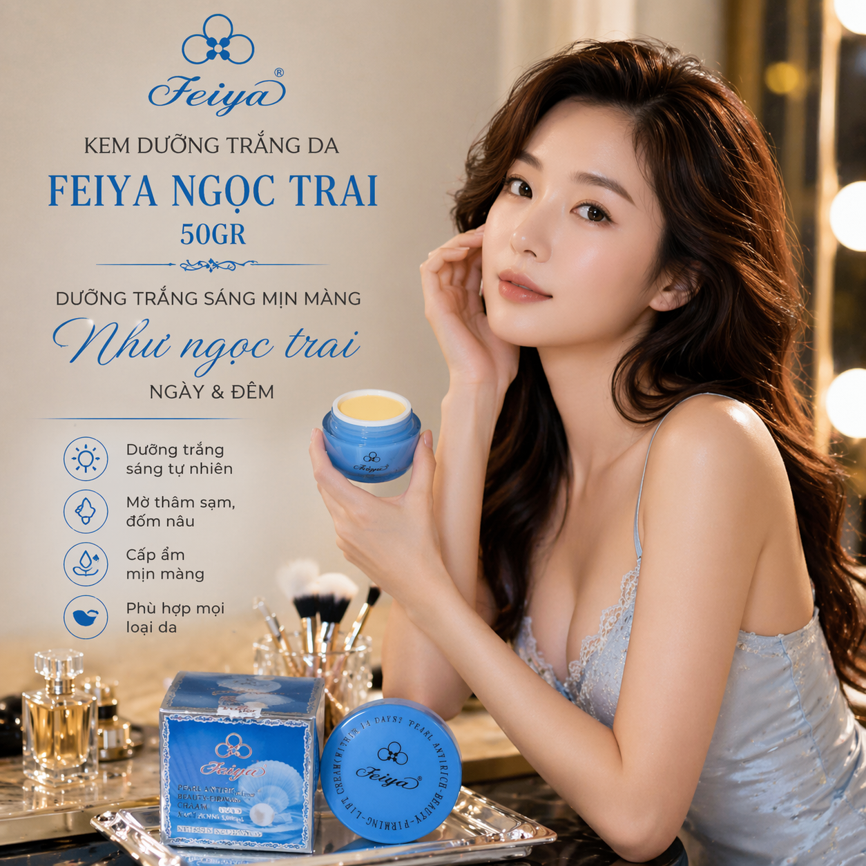 KEM DƯỠNG TRẮNG FEIYA PEARL ANTIRICH - BEAUTY - FIRMING - LIFT CREAM - 50G 1