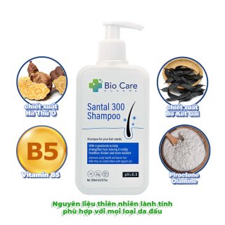 Dầu gội dược liệu BIO CARE PHARMA Santal 300 Shampoo 200ml - giảm gàu, nấm ngứa da đầu 