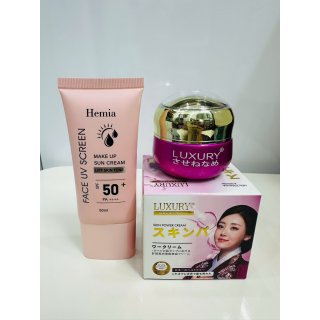 Kem LUXURY Dưỡng Trắng Da Cao Cấp Mờ Nám Tàn Nhang Đồi Mồi 35g (màu tím) + tặng kem chống nắng HQ 1