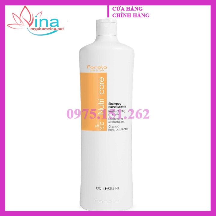 Dầu Gội Fanola Nutri Care Shampoo Phục Hồi Tóc Hư Tổn 1000ml