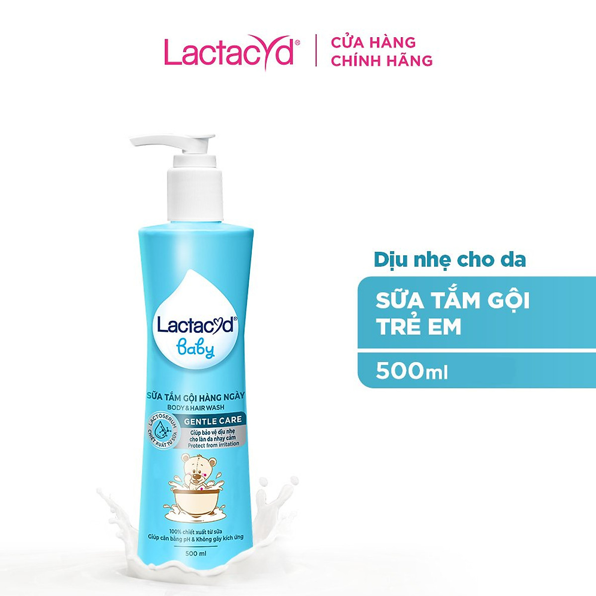 Sữa tắm gội Lactacyd Baby Gentle Care - Sạch Rôm Sẩy 500ml