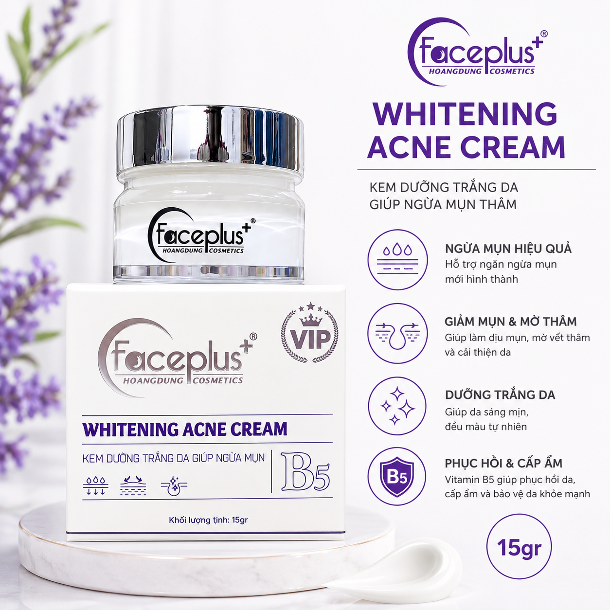 Kem FacePlus+ dưỡng trắng da ngừa mụn thâm 15gr 1