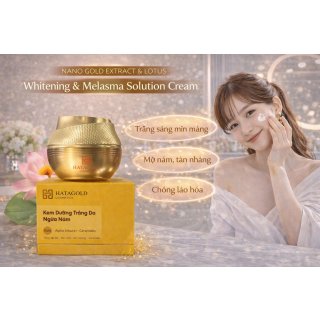 Kem Hatagold Trị Nám Dưỡng Trắng Da Tinh Chất Nano Vàng Và Nhị Sen - Whitening and Melasma Solution Cream - 18gr