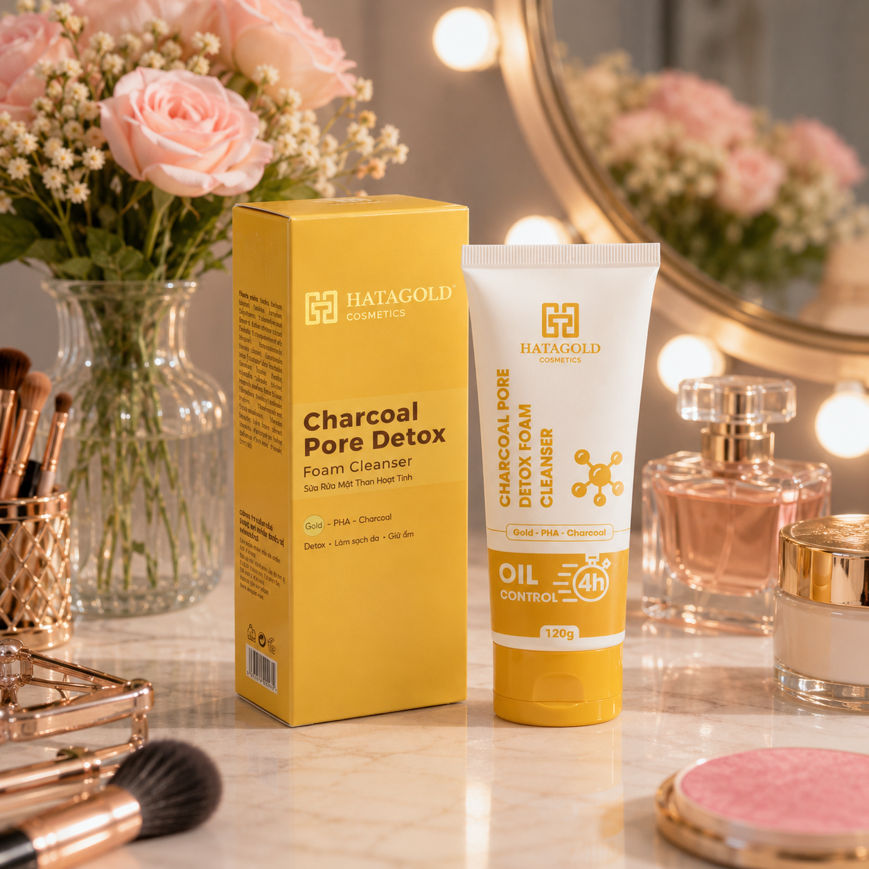 Sữa Rửa Mặt Hatagold Thải Độc Than Hoạt Tính - Charcoal Pore Detox Foam Cleanser - Oil Control 4h - 100gr 2