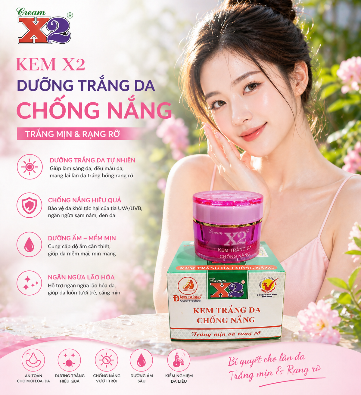 KEM X2 ĐĂNG DƯƠNG - KEM X2 TRẮNG DA CHỐNG NẮNG 8GR 2