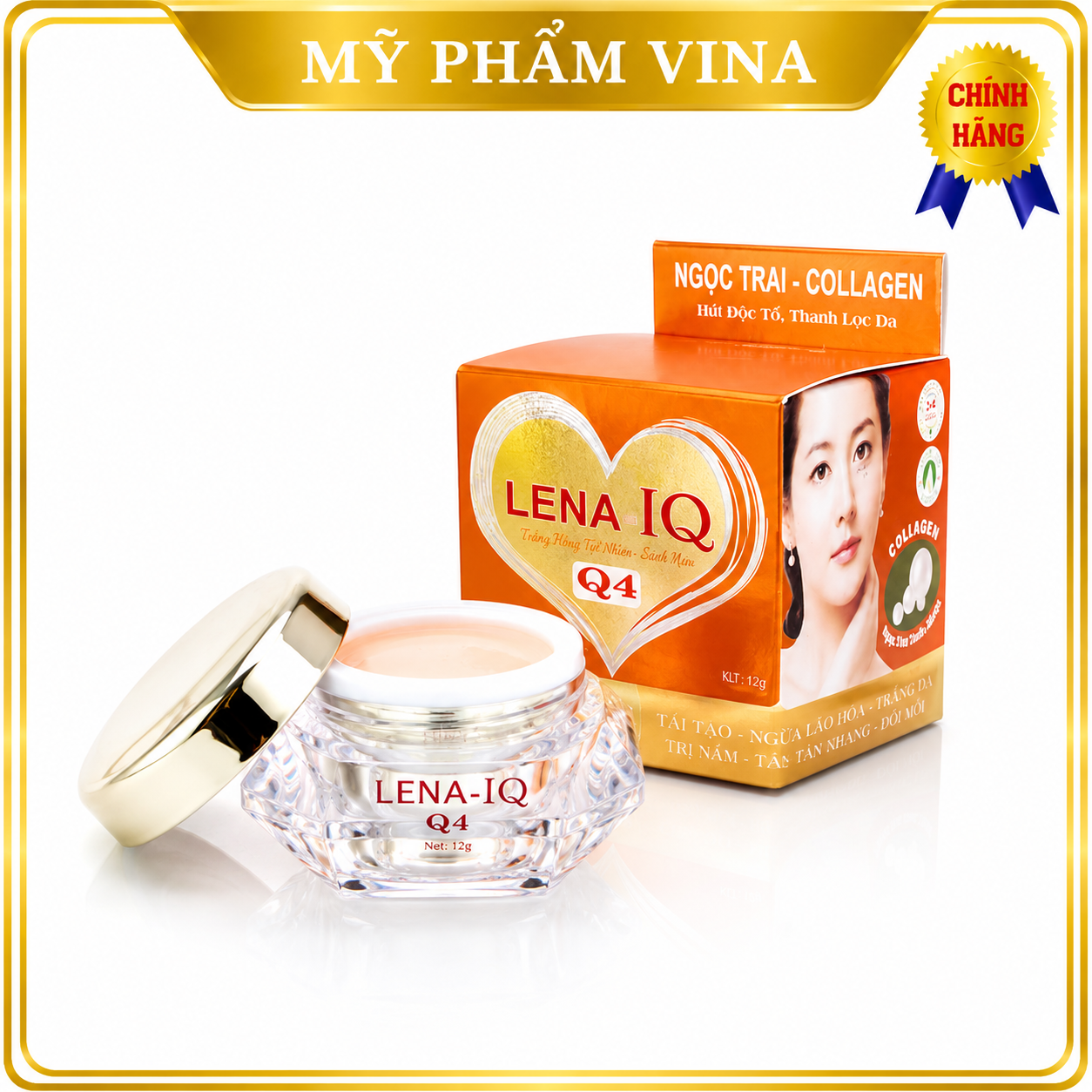 Kem LENA-IQ Q4 nám - Tàn nhang - Đồi mồi - Giảm nhăn - Chống nắng - Ngăn ngừa lão hóa da (15g) 1