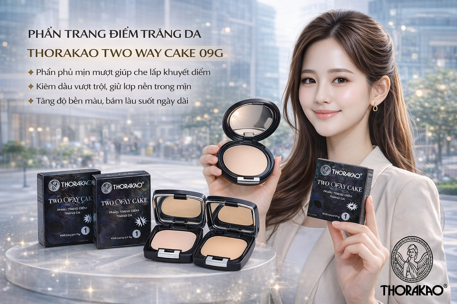 Phấn trang điểm trắng da Thorakao Two Way Cake 9g 2