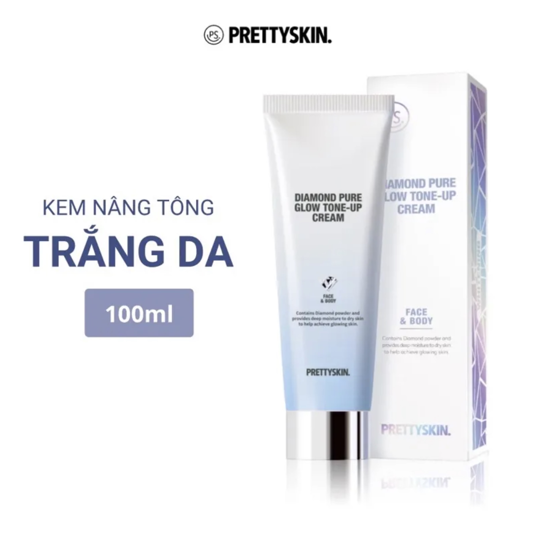 Kem Dưỡng Trắng Nâng Tone Face & Body Pretty Skin Diamond Pure Glow Tone-Up Cream 100ml