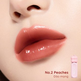 Son tint bóng M.O.I Gummy Lip Tint 3g cấp ẩm giúp môi căng mọng trendy - #2. Peaches | Đào Mọng 2