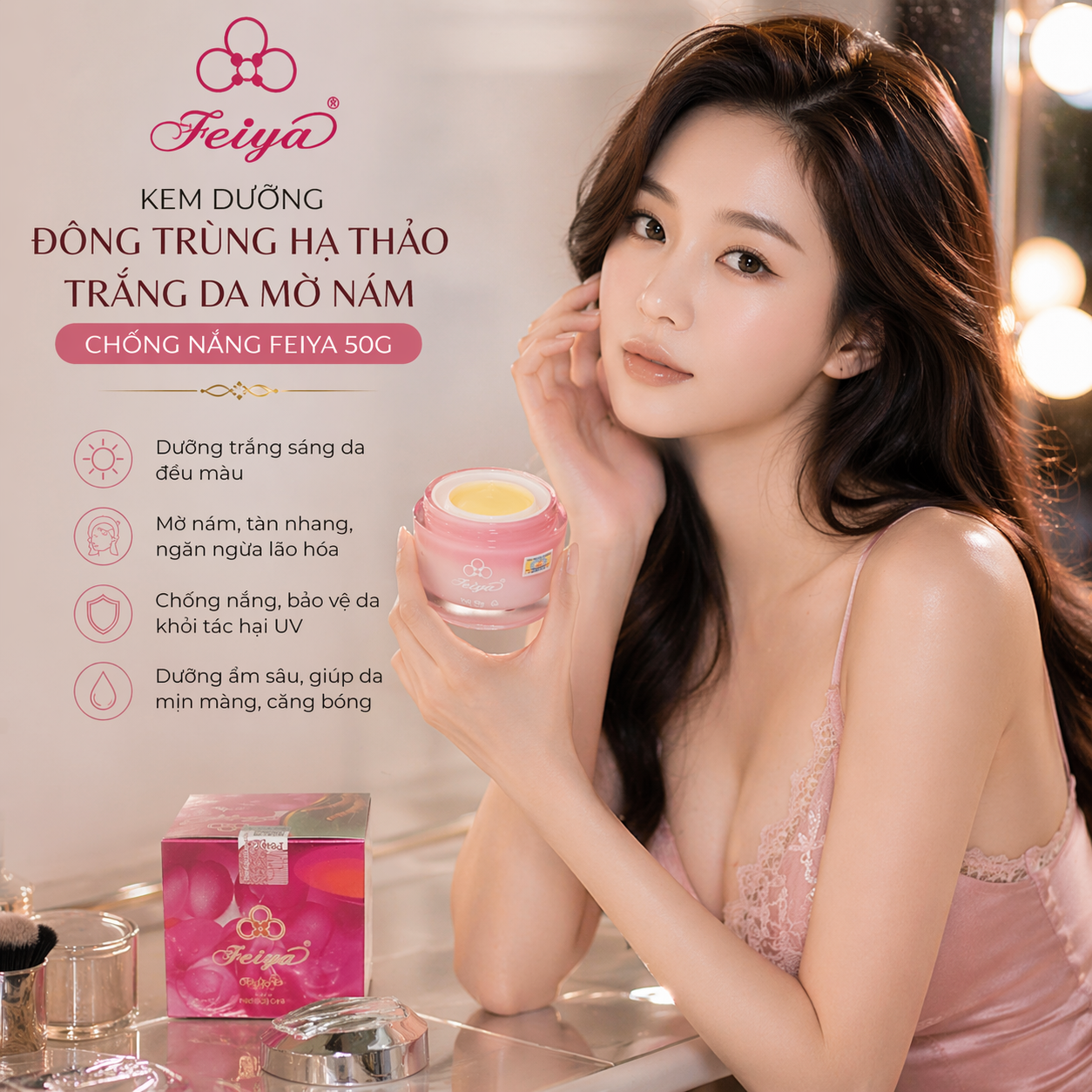 Kem Feiya Đông Trùng Hạ Thảo Trắng Da, Chống Lão Hóa - 50g 2